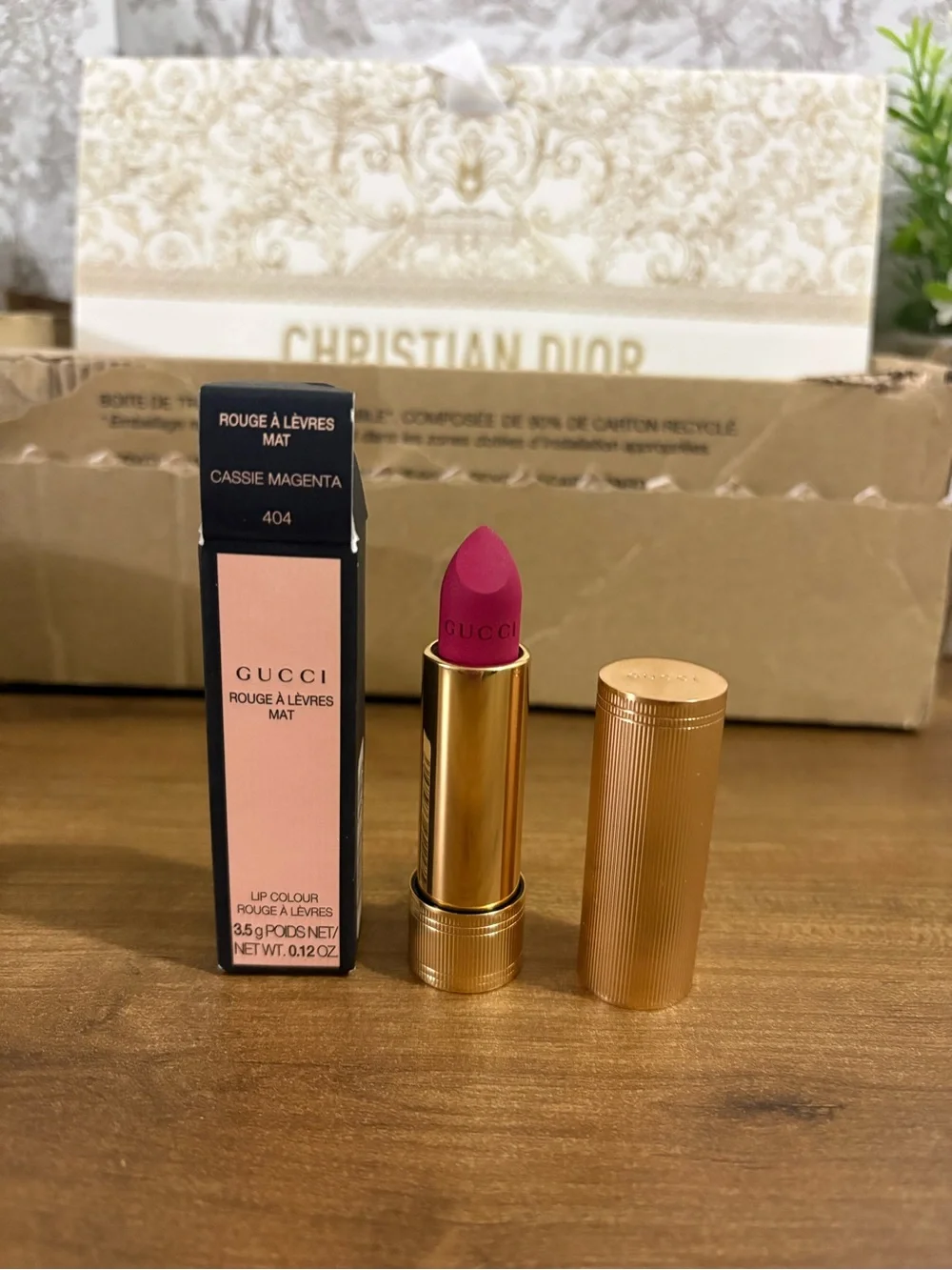 Gucci Rouge a Levres Mat Lipstick - Cassie Magenta 404 NIB